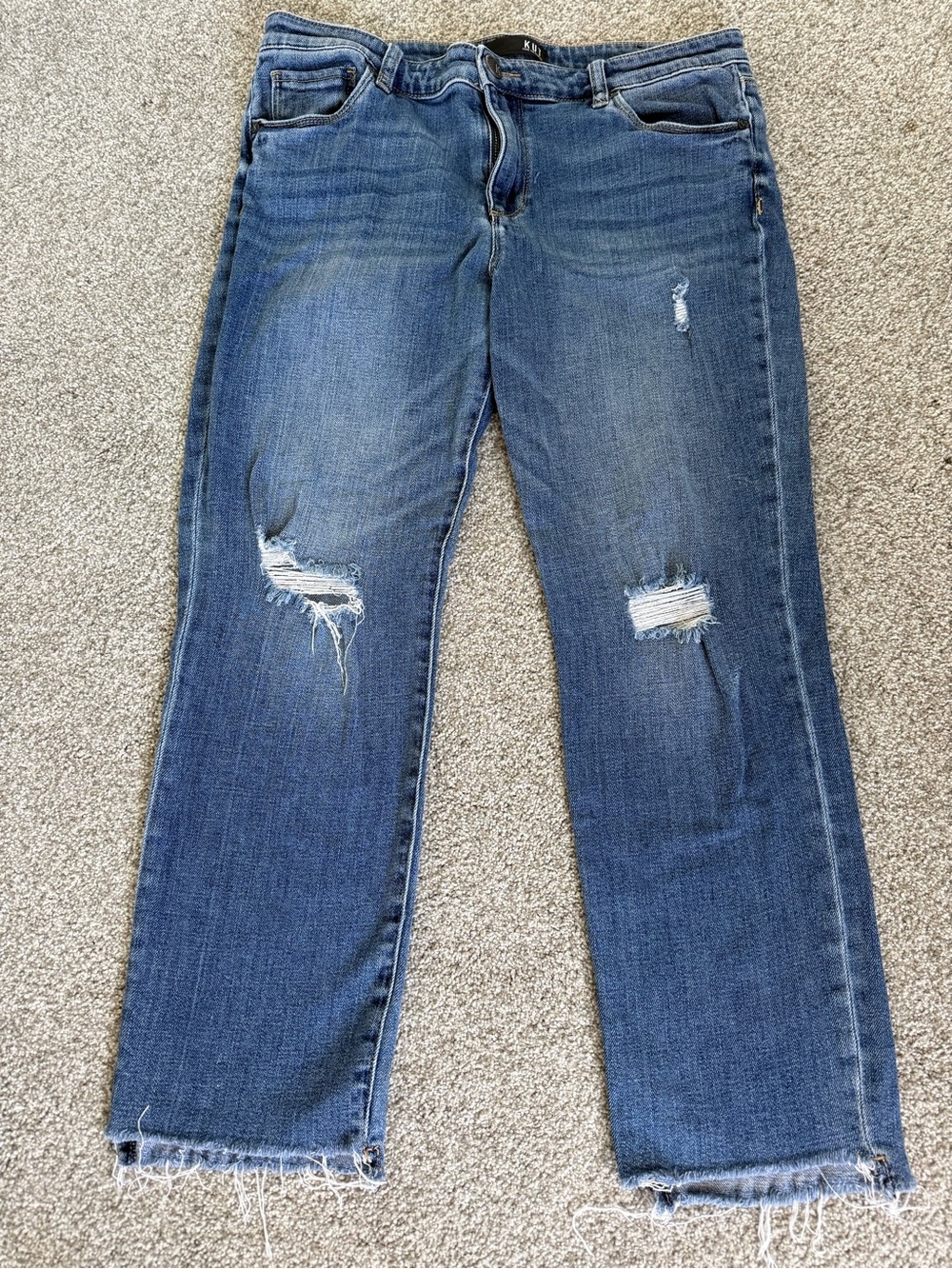 Kut from the Kloth Women's Cropped Distressed Straight-Leg Jeans